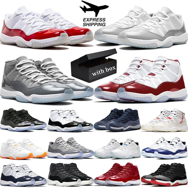 

11s with box for basketball shoes for men women cool grey gamma blue legend blue bred 11 low cement grey mens womens outdoor sports trainer