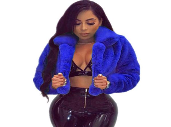 

women faux fur coat autumn winter long sleeve short jacket overcoat 6 colors casual solid warm plush outerwear9468230, Black