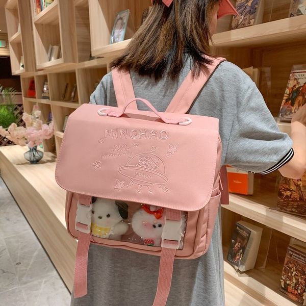

school bags kawaii daypack cute pink student mochila dots multi pocket nylon fashion college for teen girls outdoor girl backpack 2023 23082