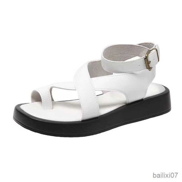 

sandals women summer sandals 2023 new genuine leather ladies sandals flat fashion sandals women shoes for women r230821, Black