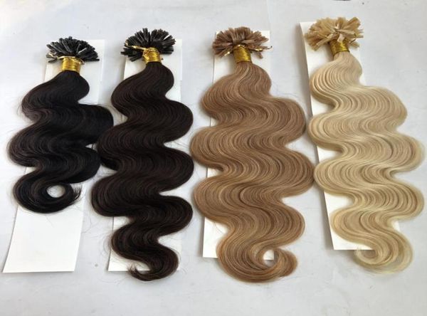 

100gpack u nail tip prebonded fusion hair extensions body wave 100strandspack keratin stick brazilian human hair 1b black 8 b7503442
