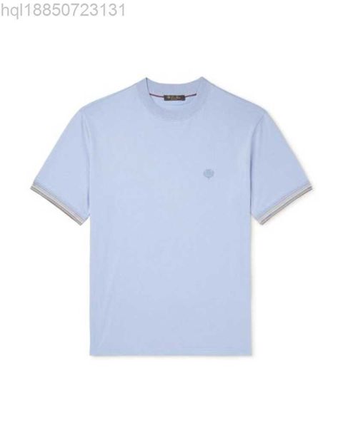 

designer men t shirt loro piana men's blue -embroidered cotton-jersey t-shirt short sleeves summer tshirt, White;black