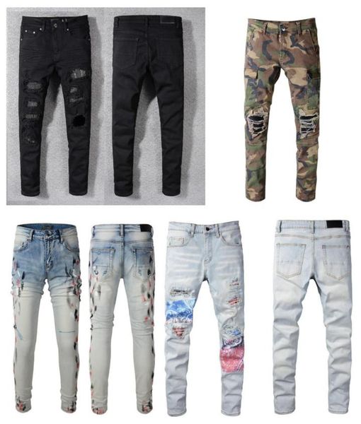

new men039s jeans black jeans pants skinny ripped stretch slim west hip hop swag denim motorcycle biker fashion washed hiphop 6740151, Blue