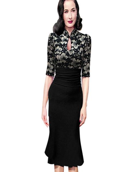 

new fashion women elegant vintage pinup tunic ruched keyhole prom evening party work formal bodycon mermaid midi dress8606479, White;black