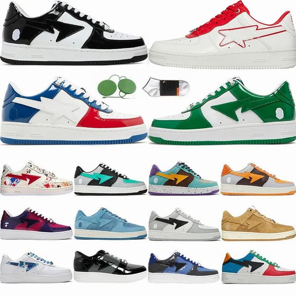 

sta low designer shoes panda black white patent leather camo abc pink green triple white nostalgic blue yellow ape luxury plate-forme mens w