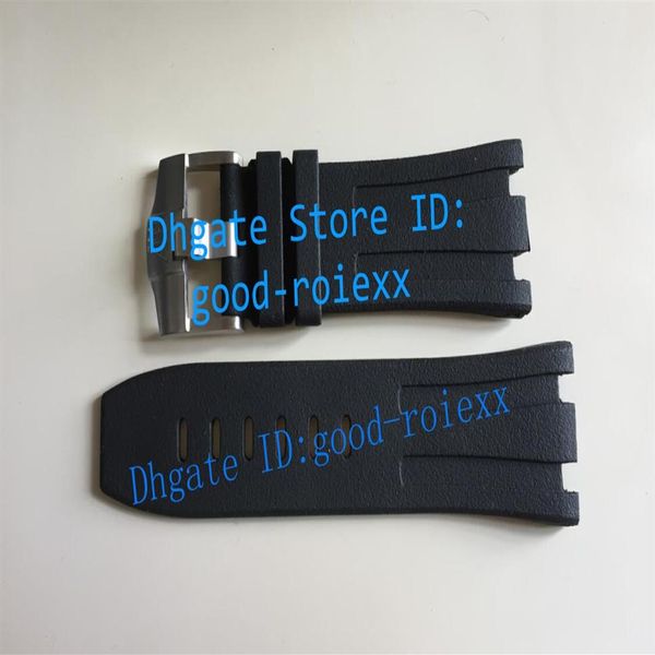 

28mm 18mm 9mm watchband black rubber strap clasp 15710 watch bands 15703 mens waterproof 3126 watches steel buckle clasp216j, Black;brown