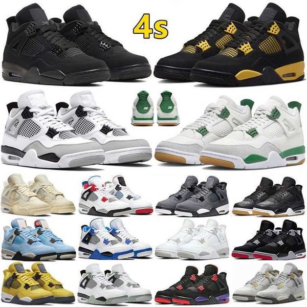 

4s 4 mens basketball shoes pine green military black cat canvas thunder seafoam sail university blue fear pack midnight navy men women train