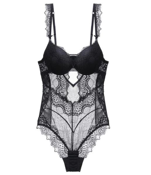 

bodysuit women lace ruffles straps padded bra underwire lingere femme push up queen bottom closure cotton crotch y2007088415637, Red;black