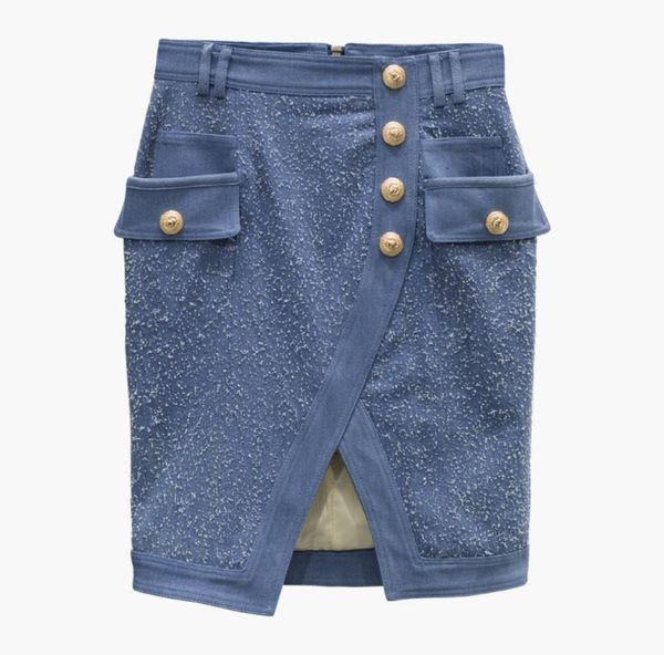 

fashion style original design women039s skirt doublebreasted scrub washed metal buckles package hip skirts8520491, Black