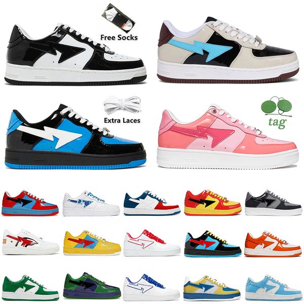 

outdoor jogging designer casual shoes sk8 sta luxury women men sneakers flats pantent leather black white sharks color camo combo pink abc c