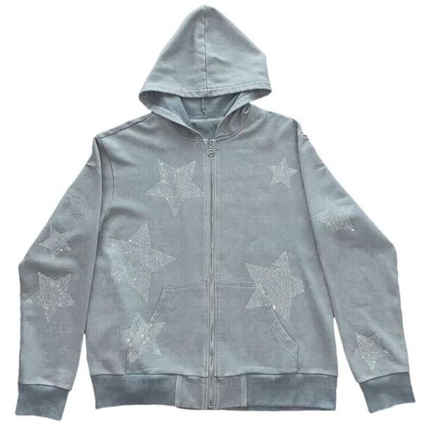 

men's hoodies & sweatshirts rhine stars print oversized vintage streetwear women zip up grunge hooded jackets y2k clothesmen's1963, Black