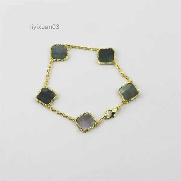 

4/four leaf clover bracelets bracelet love bangle butterfly for women 18k gold plated partner armband chain jewelry charm 3vv2, Black