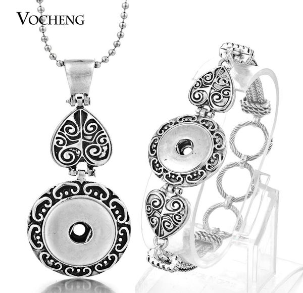 

noosa ginger snap jewelry set silver plated interchangeable 18mm button pendants necklace and bracelet vocheng nn2704421079