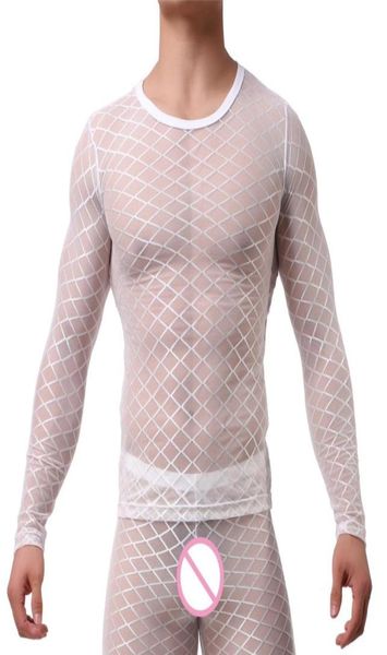 

mens tshirt transparent mesh t shirts gay male exotic tshirt club wear fetish white black sleepwear tshirt undershirt6948113, Black;brown
