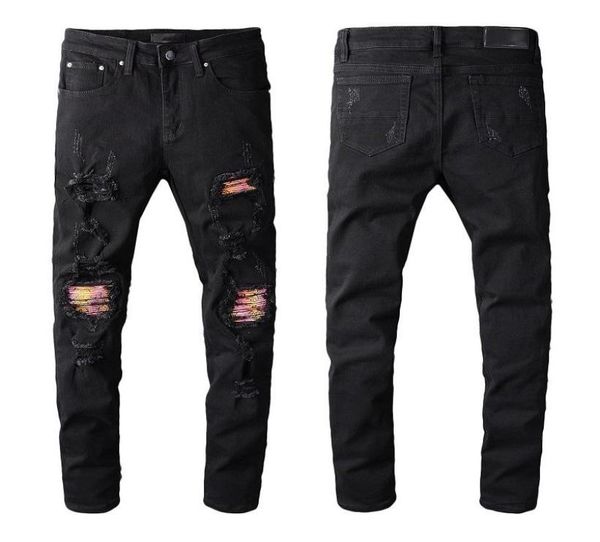 

fashion brand new mens designer jeans men women motorcycle biker ripped jeans slim fit mens skinny jeans denim pants size 28402762050, Blue