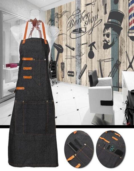 

hair dresser salon apron with 5 pockets hairdressing cape hair cloth cutting dyeing cape for barber shop black jean9824160