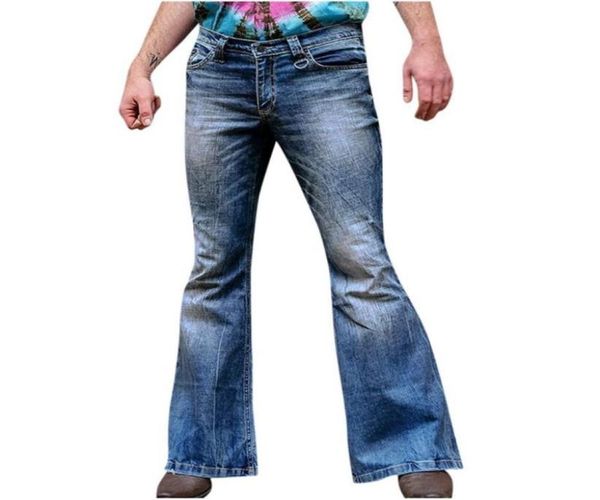 

men039s jeans mens big flared bootcut leg trousers loose male designer classic denim bell bottom for men hosen herren3250892, Blue