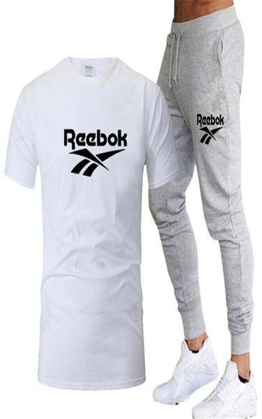 

2021 new brand printed cotton men039s sports suit jogging pants summer men039s short tshirt pants suit casual wear short sl2957221, Gray