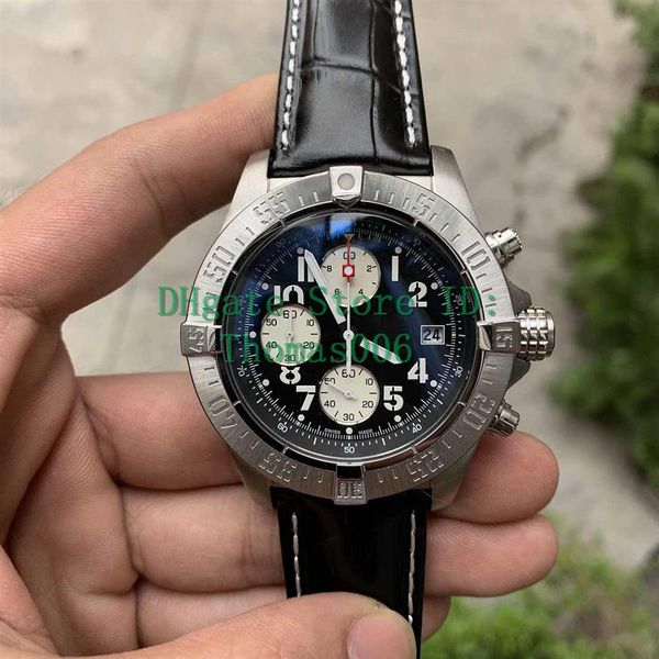 

2019 mens watch super avengerii 1884 quartz movement chronograph male leather strap men watches a133711 wristwatch relogio masculi217m, Slivery;brown