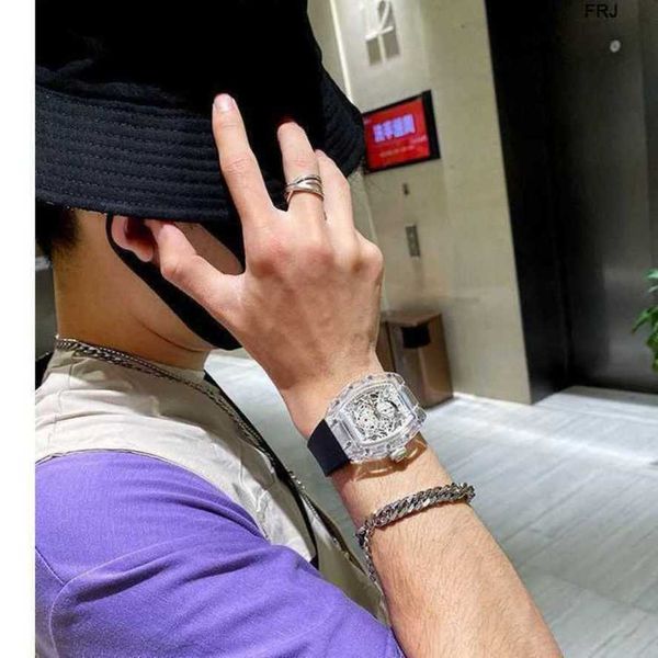

richardmille watches milles richads mile wang sicongs same miller waterproof hollow transparent mens mechanical fully automatic student fash, Slivery;golden