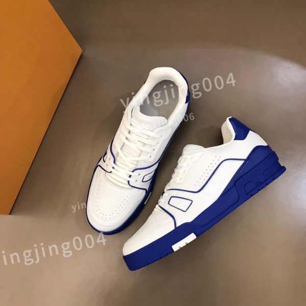

luxury designer men's casual shoes fashion women's leather lace up flat bottomed sports shoes white black men's women's