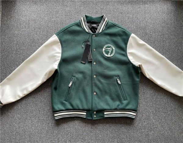 

men039s jackets green owners club college embroidered logo coats varsity bomber7062199, Black;brown