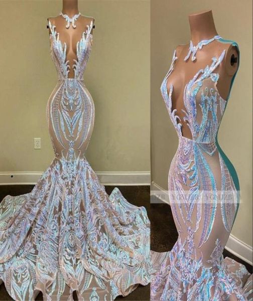 

2022 sparkly sequins mermaid african evening dresses wear black girls jewel neck illusion long graduation dress plus size formal s9656296, Black;red