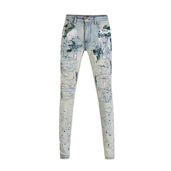 

men039s jeans light blue rotten hole four seasons jeans beggar water multi craft jean52971867477928