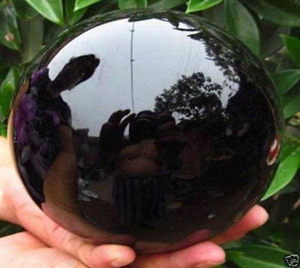 

60mm natural black obsidian sphere crystal ball healing ball3836028