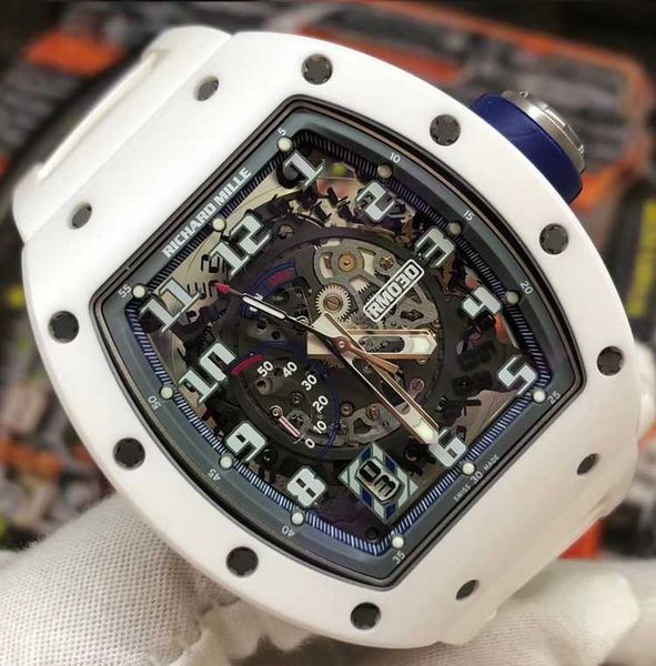 

richardmille mechanical wrist watch rm series watch pilot wristwatches series 030 white ceramic limited edition fashion leisure sports wrist