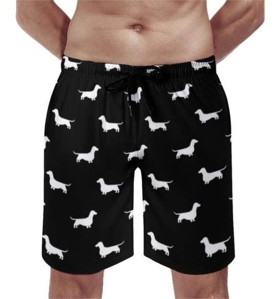 

men039s shorts wiener dog print board dachshund silhouette beach short pants males classic design swimming trunksm6248359, White;black