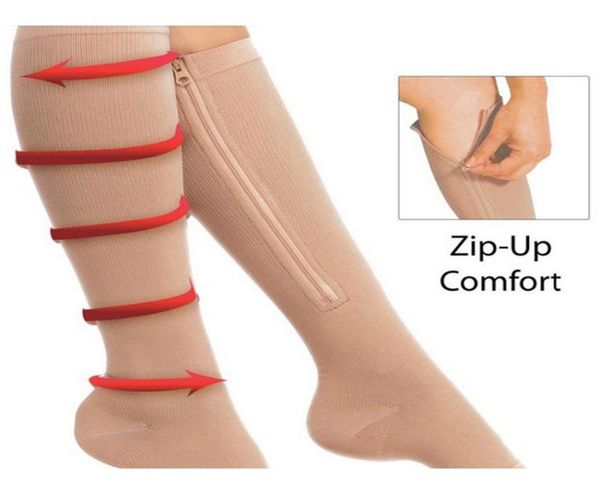 

100pairs zipper compression leg socks women zipup sock ultrathin breathable zip sox7782843, Black;white