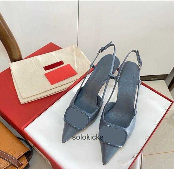 

high-heeled metal shallow stiletto valentinolies brand sandals all-match temperament women's french pointed toe shoes shoes es summer, Black