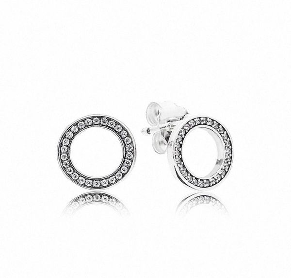 

authentic 925 sterling silver circles earring with original box fit eternal pandora jewelry stud earring women wedding gift earrin4770691, Golden;silver
