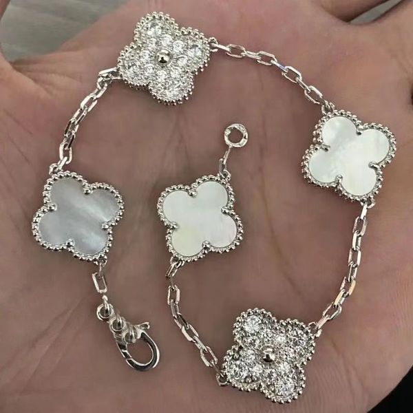 

four leaf clover bracelet natural shell gemstone gold plated 18k designer for woman t0p quality highest counter quality european size gift s, Golden;silver