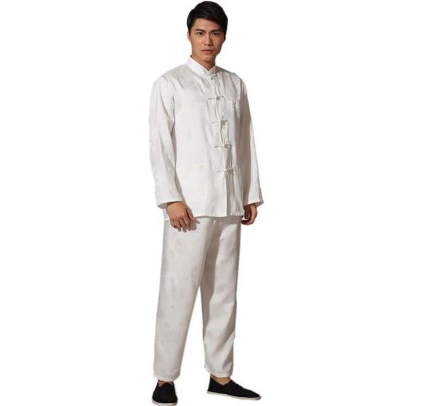 

men039s tracksuits chinese traditional satin rayon suit vintage long sleeve tai chi wushu uniform clothing  l xl xxl 3xl l07069037256, Gray