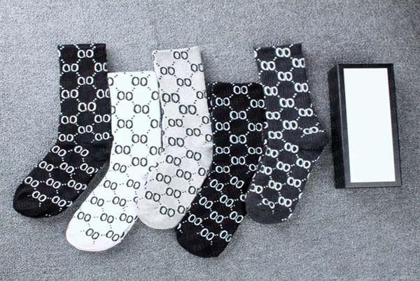 

designer mens womens socks five pair luxe sports winter mesh letter printed sock embroidery cotton man with box aaa6685144, Black