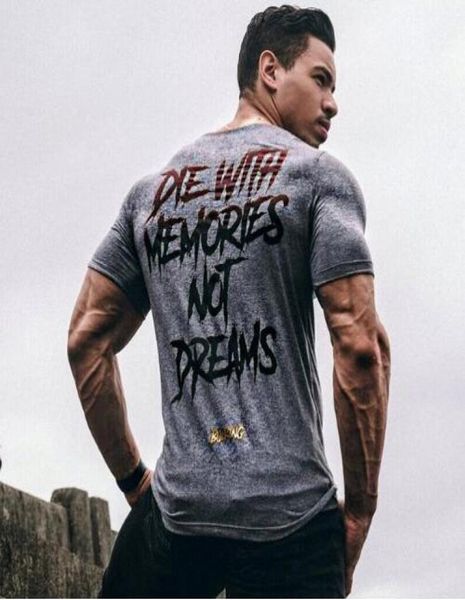 

new design summer letter print fitness crossfit elastic tshirt men gyms casual tight short sleeve t shirts bodybuilding tees 7074221, White;black
