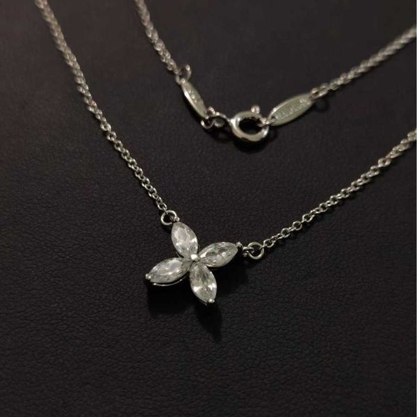 

luxury pendant necklace brand designer victoria sterling silver flower crystal zircon charm short collar choker with box party gift wedding