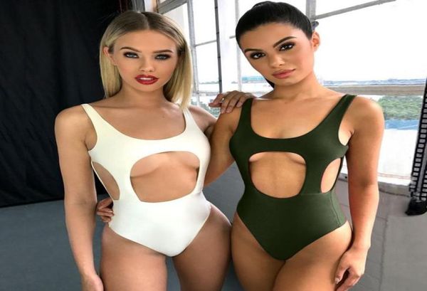 

one piece swimsuit swimwear women 2018 new design beach wear bathing suit bandage backless monokini swimsuit brazilian swimmi3291642, White;black