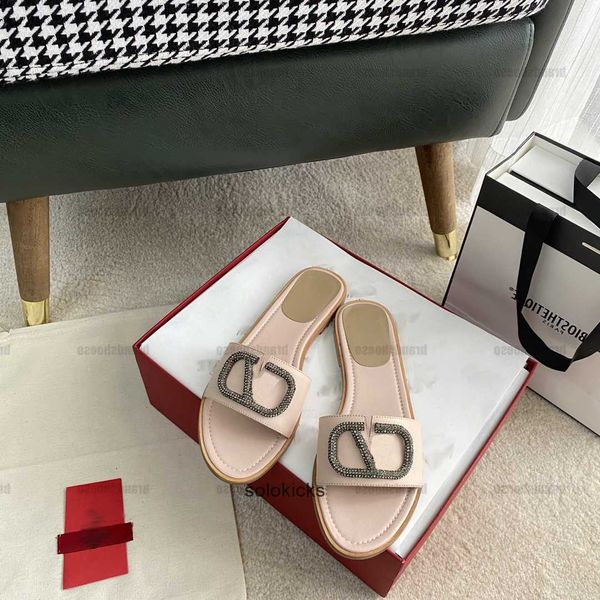 

mold 1cm v button slippers original open valentinolies quality calfskin size 35-39 heel height slippers pink water c5 big, Black