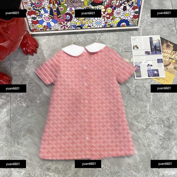

luxury designer baby clothes letter printing kids skirt double breasted design at the back girl summer lapel skirt new products, Red;yellow