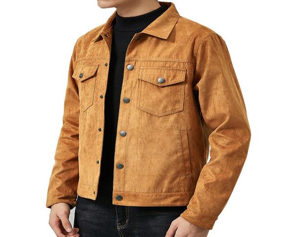 

suede jacket men039s autumn and winter retro tooling jackets coat locomotive 167368, Black;brown