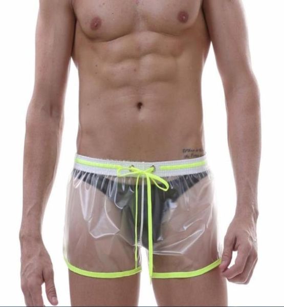 

fashion men shorts transparent see through waterproof trunks boad cueca gay underpants sleepwear men039s3406423, White;black