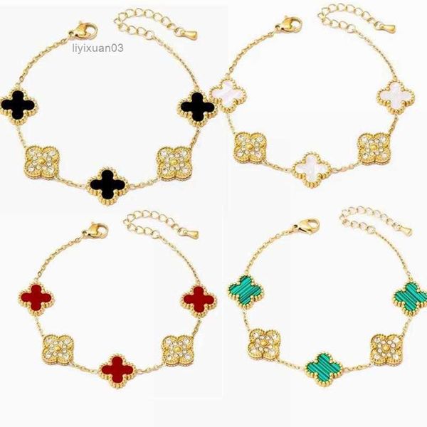 

4/four leaf clover bracelets bracelet love bangle butterfly for women 18k gold plated partner armband chain jewelry charm jab9, Black