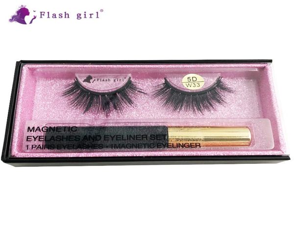 

w33 1 pair 5d mink eyelashes custom packaging magnetic eyelashes with liquid eyeliner eyelashes whole vendor7727236