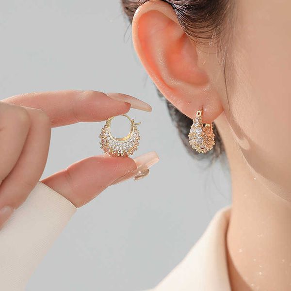

fashionable design full diamond zircon bag earrings light luxury and luxury personalized earrings elegant and versatile earrings for women, Golden
