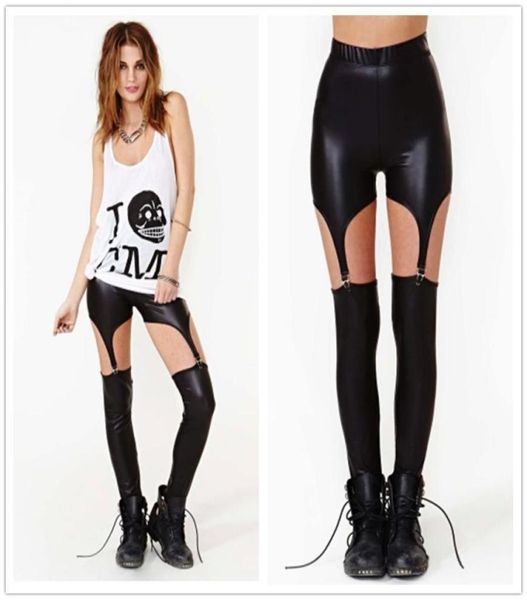 

new woman garter shining leggings street style slim ladies leggins skinny pants womens hollow out tights leggings c11267792137, Black