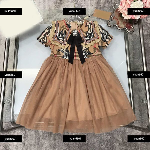 

luxury girl clothing kids skirt baby summer dress lapel mesh skirt design new product size 100-150 cm mar16, Red;yellow