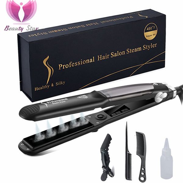

hair straighteners professional steam hair straightener ceramic vapor hair flat iron seam hair straightening iron curler steamer hair stylin, Black